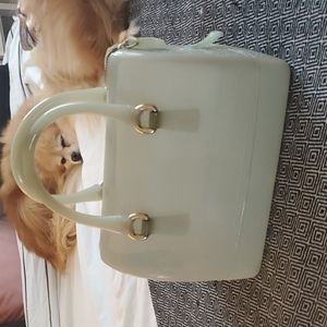 Sage green Furla jelly candy bag